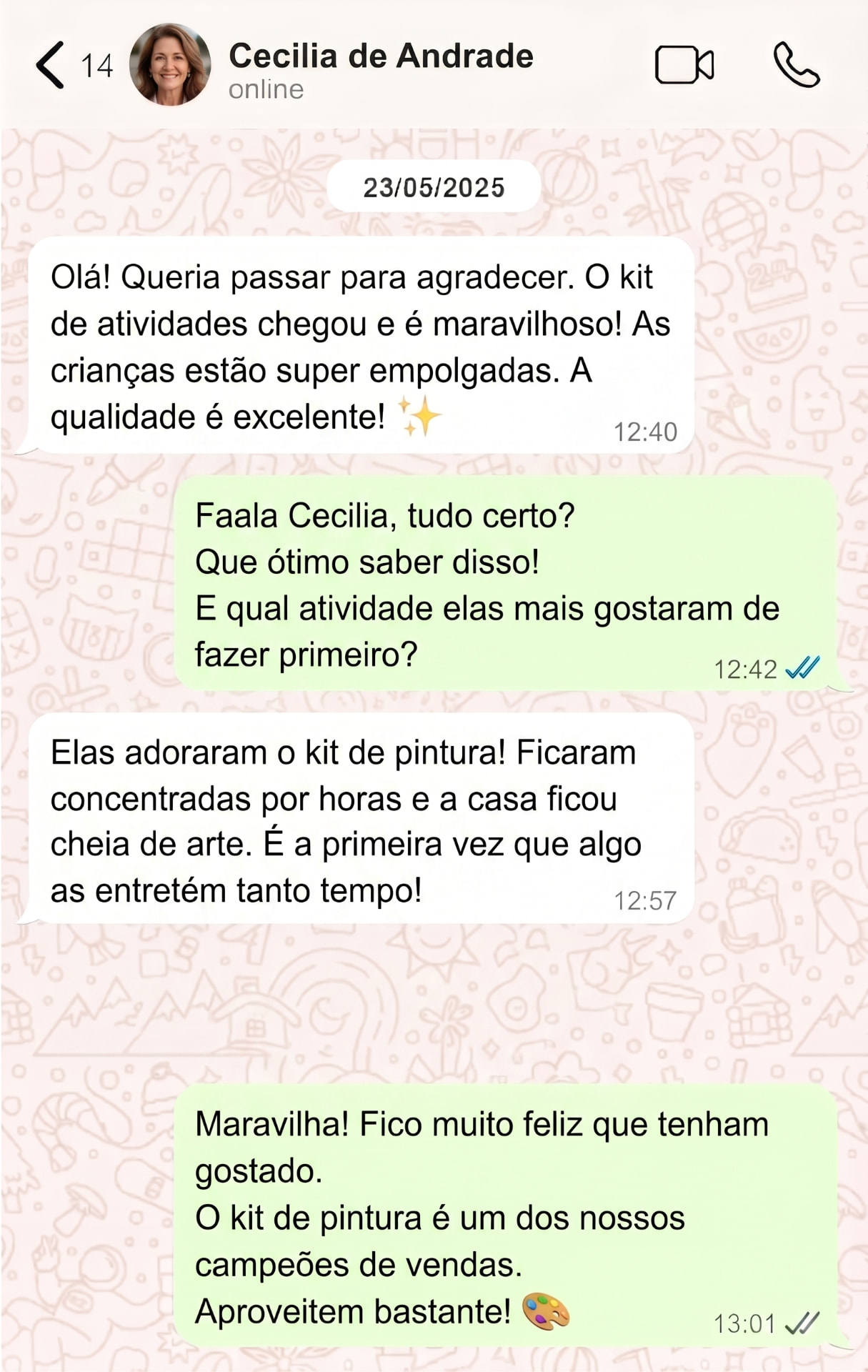 Depoimento de Cecilia de Andrade no WhatsApp
