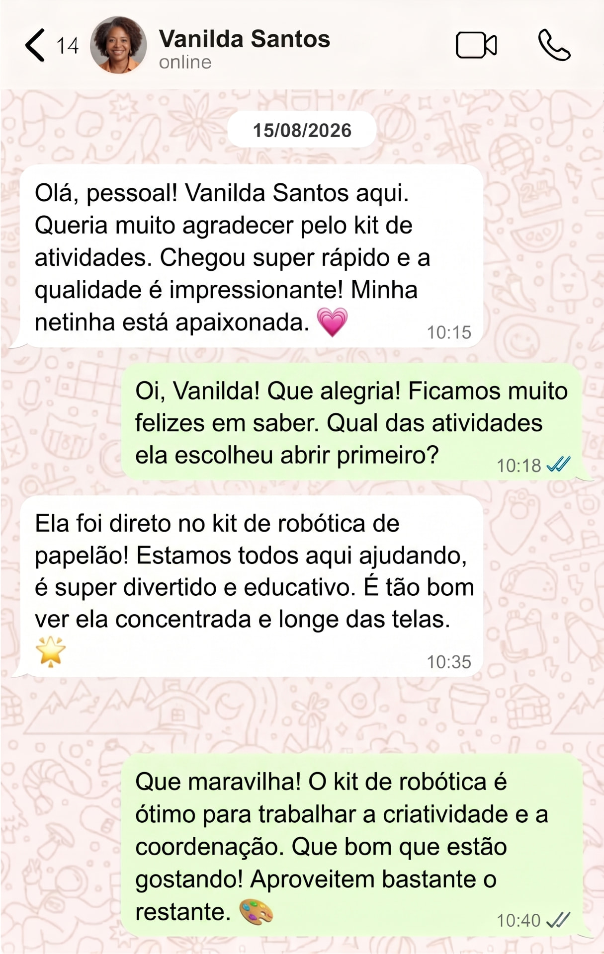 Depoimento de Vanilda Santos no WhatsApp